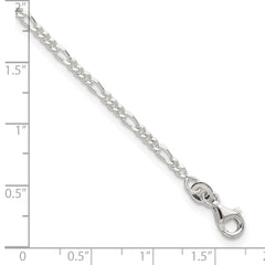 Sterling Silver Figaro Chain 9 inch Plus 1 inch Extender - Total 10 inch Anklet