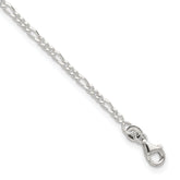 Sterling Silver Figaro Chain 9 inch Plus 1 inch Extender - Total 10 inch Anklet