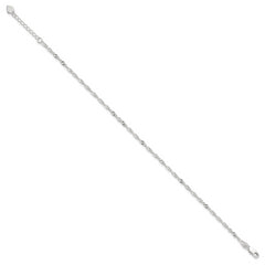 Sterling Silver 3mm Singapore Chain 10 inch Plus 1 inch Extender - Total 11 inch Anklet