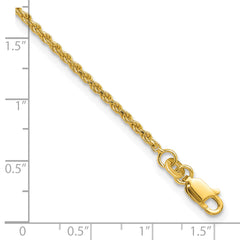 Sterling Silver Gold-tone 2mm Rope Chain 9 inch Plus 1 inch Extender - Total 10 inch Anklet