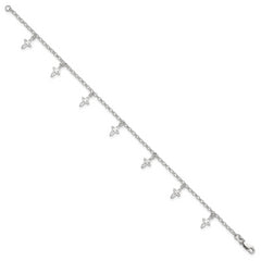 Sterling Silver 10 in Cross Anklet