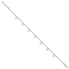 Sterling Silver Dragonfly Charms 10 inch Plus 1 inch Extender - Total 11 inch Anklet