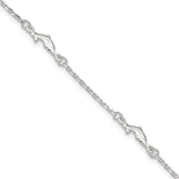 Sterling Silver Dolphin 5-Station 9 inch Plus 1 inch Extender - Total 10 inch Anklet