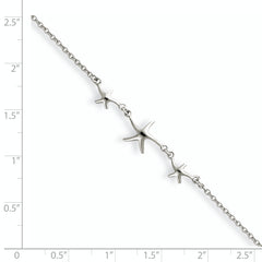 Sterling Silver Rhodium-plated Starfish 10 inch Plus 1 inch Extender - Total 11 inch Anklet