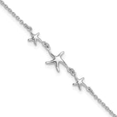 Sterling Silver Rhodium-plated Starfish 10 inch Plus 1 inch Extender - Total 11 inch Anklet