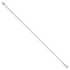 Sterling Silver Puffed Heart Dangle 9 inch Plus 1 inch Extender - Total 10 inch Anklet