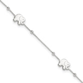 Sterling Silver Elephant 10 inch Plus 2 inch Extender - Total 12 inch Anklet