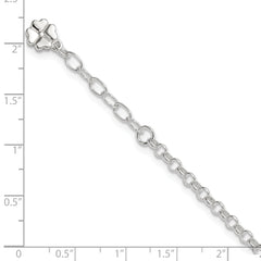 Sterling Silver Clover Dangle 9 inch Plus 1 inch Extender - Total 10 inch Anklet