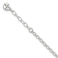 Sterling Silver Clover Dangle 9 inch Plus 1 inch Extender - Total 10 inch Anklet