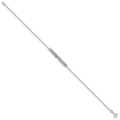 Sterling Silver 10inch Polished Fancy Love Ring Anklet