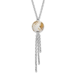 Sterling Silver Polished Gold-tone & Enameled Fancy Ball Drop Necklace