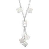 Sterling Silver Polished & Textured Geometric Drop Necklace