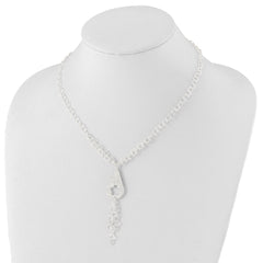 Sterling Silver Polished & Textured Floral Teardrop Necklace