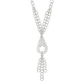 Sterling Silver Polished & Textured Floral Teardrop Necklace