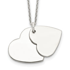 Sterling Silver Polished Double Heart Necklace