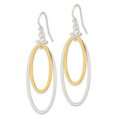 Sterling Silver and Vermeil Polished Drop Necklace and Earring Set