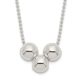 Sterling Silver Polished 3 Bead Necklace