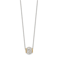 Sterling Silver Rhod-pltd With 14k Accent Spinner Barrel Pendant Necklace