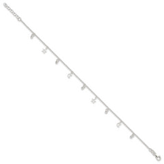 Sterling Silver Star and Moon 9 inch Plus 1 inch Extender - Total 10 inch Anklet