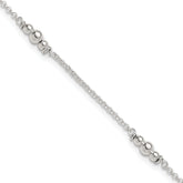 Sterling Silver Beaded 5-Station 9 inch Plus 1 inch Extender - Total 10 inch Anklet