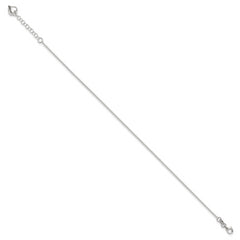 Sterling Silver Puffed Heart Dangle 9 inch Plus 1 inch Extender - Total 10 inch Anklet