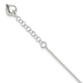 Sterling Silver Puffed Heart Dangle 9 inch Plus 1 inch Extender - Total 10 inch Anklet
