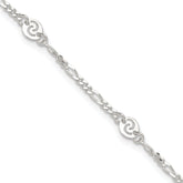 Sterling Silver Swirl Disc 9 inch Plus 1 inch Extender - Total 10 inch Anklet