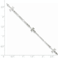 Sterling Silver Dragonflies 8 inch Plus 1 inch Extender - Total 9 inch Anklet