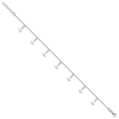 Sterling Silver Anchor Charms 9 inch Plus 1 inch Extender - Total 10 inch Anklet
