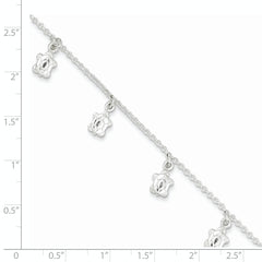 Sterling Silver Turtle Charms 9 inch Plus 1 inch Extender - Total 10 inch Anklet