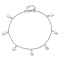 Sterling Silver Turtle Charms 9 inch Plus 1 inch Extender - Total 10 inch Anklet