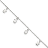 Sterling Silver Turtle Charms 9 inch Plus 1 inch Extender - Total 10 inch Anklet