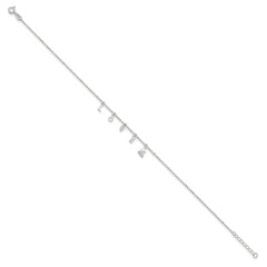 Sterling Silver LOVE Letters 10 inch Plus 1 inch Extender - Total 11 inch Anklet