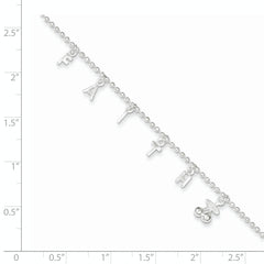 Sterling Silver FAITH Letters 10 inch Plus 1 inch Extender - Total 11 inch Anklet