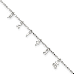Sterling Silver FAITH Letters 10 inch Plus 1 inch Extender - Total 11 inch Anklet