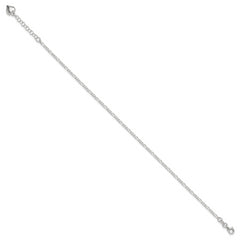 Sterling Silver Figaro with Puffed Heart Dangle 9 inch Plus 1 inch Extender - Total 10 inch Anklet