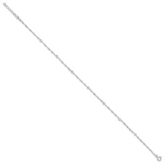 Sterling Silver Bead 7-Station 9 inch Plus 1 inch Extender - Total 10 inch Anklet