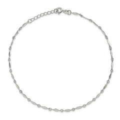 Sterling Silver Fancy Link 10 inch Plus 1 inch Extender - Total 11 inch Anklet