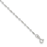 Sterling Silver Fancy Link 9 inch Plus 1 inch Extender - Total 10 inch Anklet