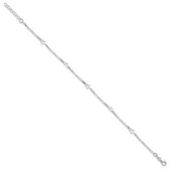 Sterling Silver Moon and Star 10 inch Plus 1 inch Extender - Total 11 inch Anklet