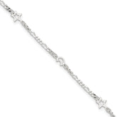 Sterling Silver Moon and Star 9 inch Plus 1 inch Extender - Total 10 inch Anklet