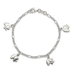 Sterling Silver Polished Elephants with 1in ext. Children's Bracelet