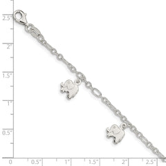 Sterling Silver Polished Elephants with 1in ext. Children's Bracelet
