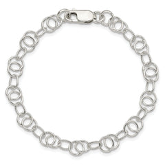 Sterling Silver Polished and Textured Fancy Bracelet