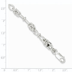 Sterling Silver Polished and Textured Fancy Bracelet