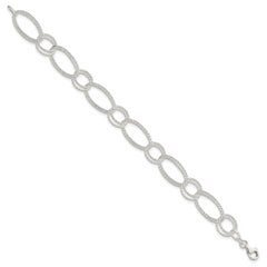 Sterling Silver Textured Double Link Bracelet