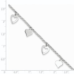 Sterling Silver Polished Heart Bracelet