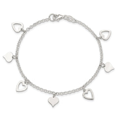 Sterling Silver Polished Heart Bracelet