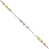 Sterling Silver Gold-tone Textured Beaded Bracelet