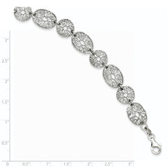 Sterling Silver Rhodium Polished Circles Bracelet